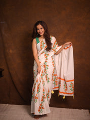 White HBP Signature Cotton Saree - SRWSCS27