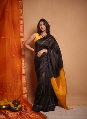 Black Soft Silk Saree - SRBSSS429