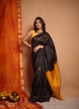 Black Soft Silk Saree - SRBSSS429
