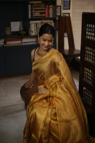 Orange Tissue Tussar Silk Saree-SROTTSS33