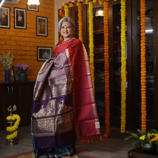 Purple Kanjeevaram Silk Saree with Silver Buttas - SRPKSS570