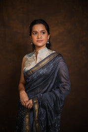 Black HBP Cotton Silk Saree With Maheshwari Border - SRBCSS1262
