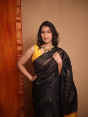 Black Soft Silk Saree - SRBSSS429