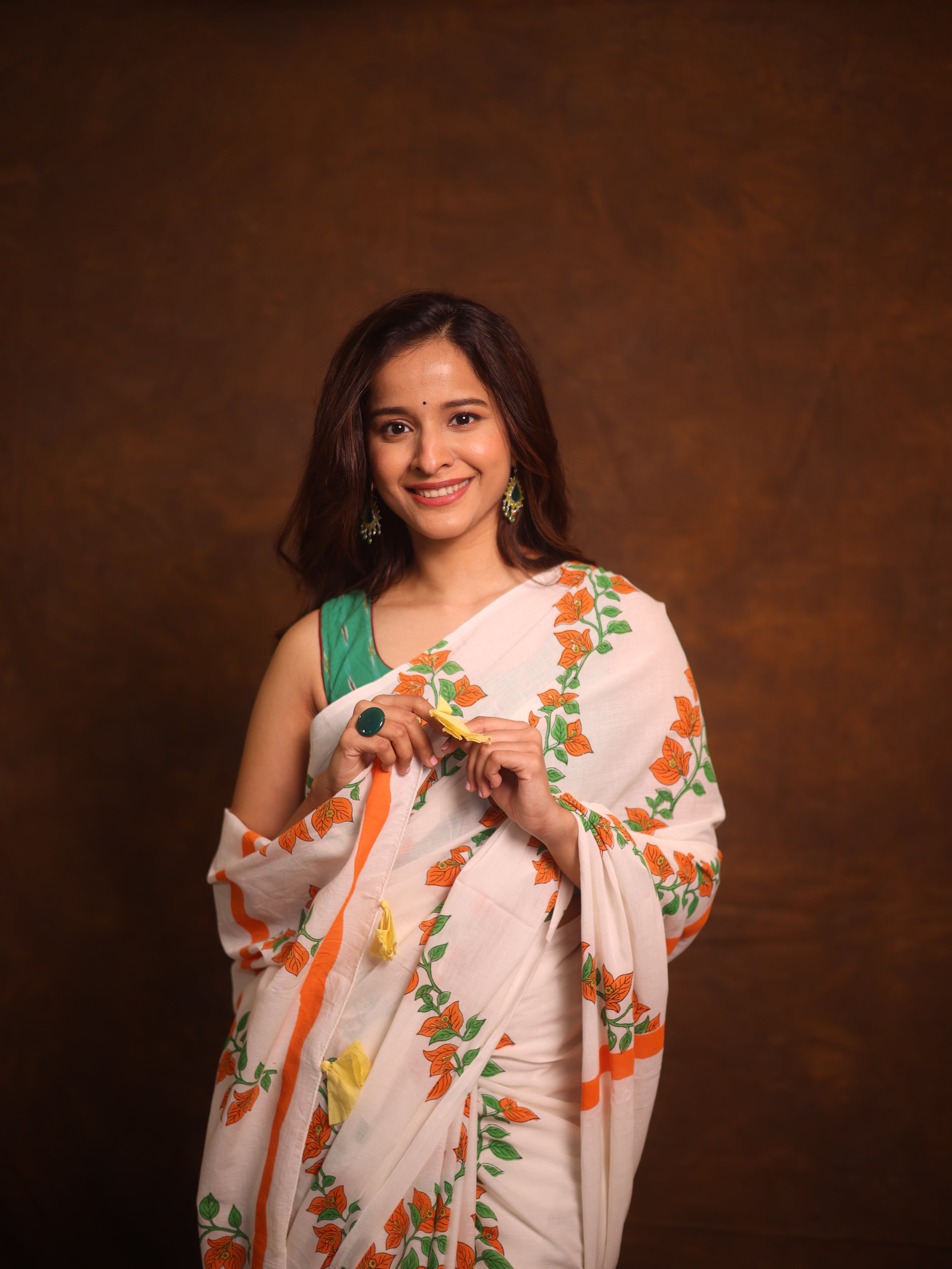 White HBP Signature Cotton Saree - SRWSCS27