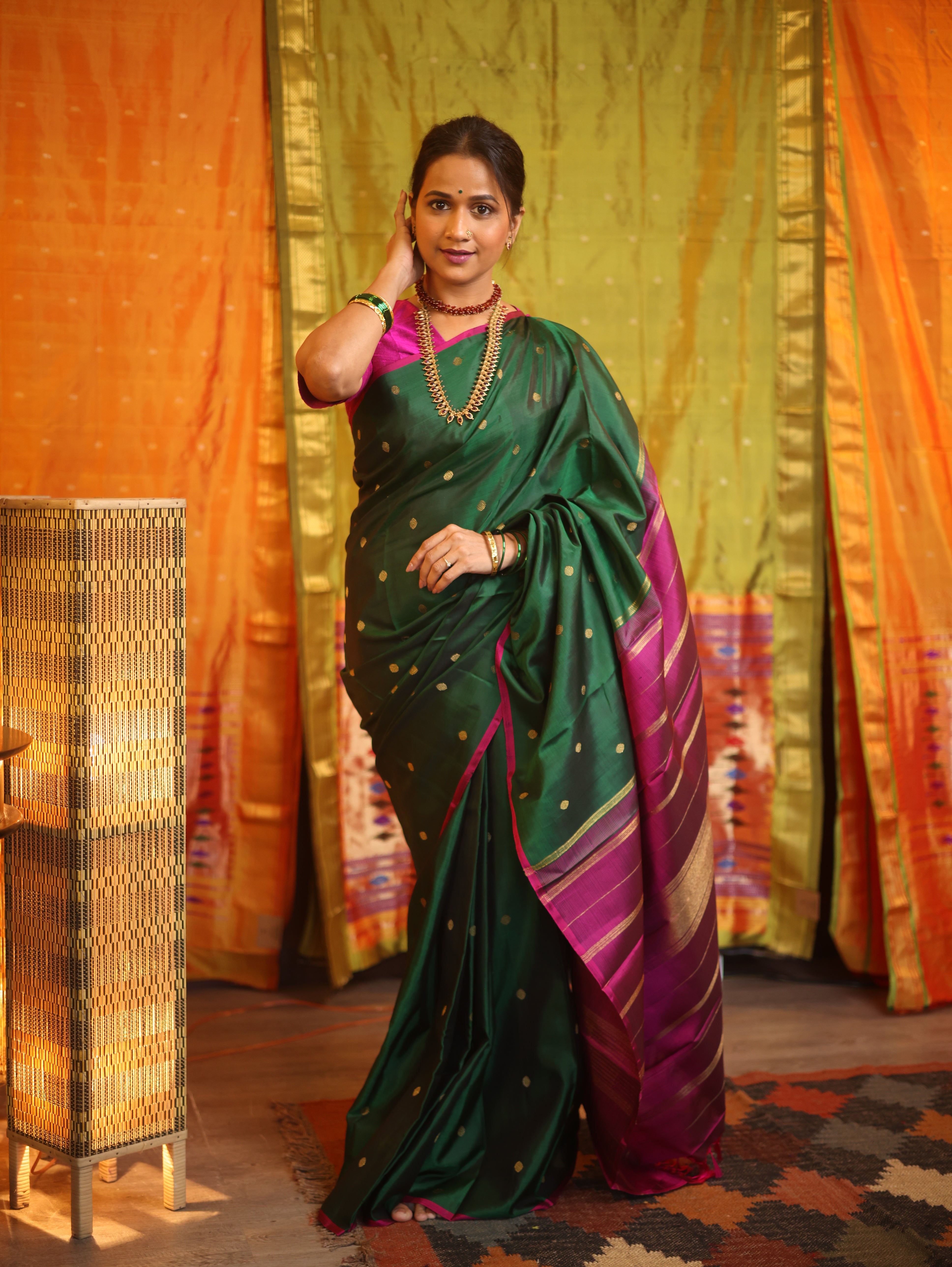 Dark Green Kanjeevaram Silk Saree-SRDGKSS807