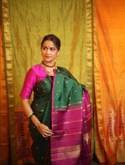 Dark Green Kanjeevaram Silk Saree-SRDGKSS807
