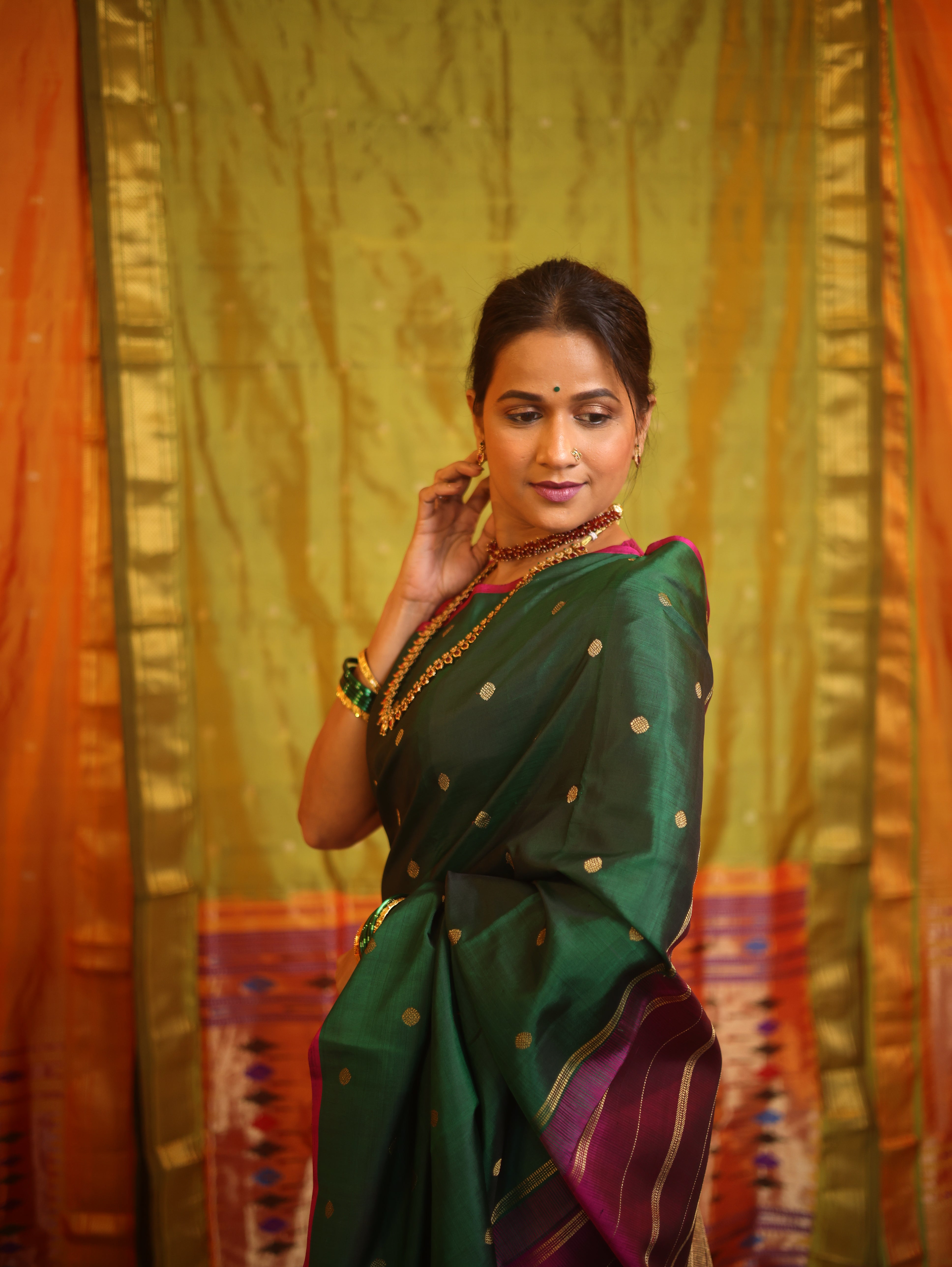 Dark Green Kanjeevaram Silk Saree-SRDGKSS807