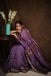 Lavendor HBP Cotton Silk Saree With Maheshwari Border - SRLCSS1258