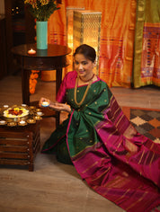 Dark Green Kanjeevaram Silk Saree-SRDGKSS807