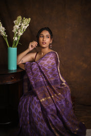 Lavendor HBP Cotton Silk Saree With Maheshwari Border - SRLCSS1258