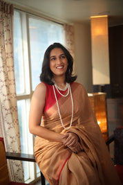 Bridge Plain Linen Saree With Red Tassels - SRBPLS293