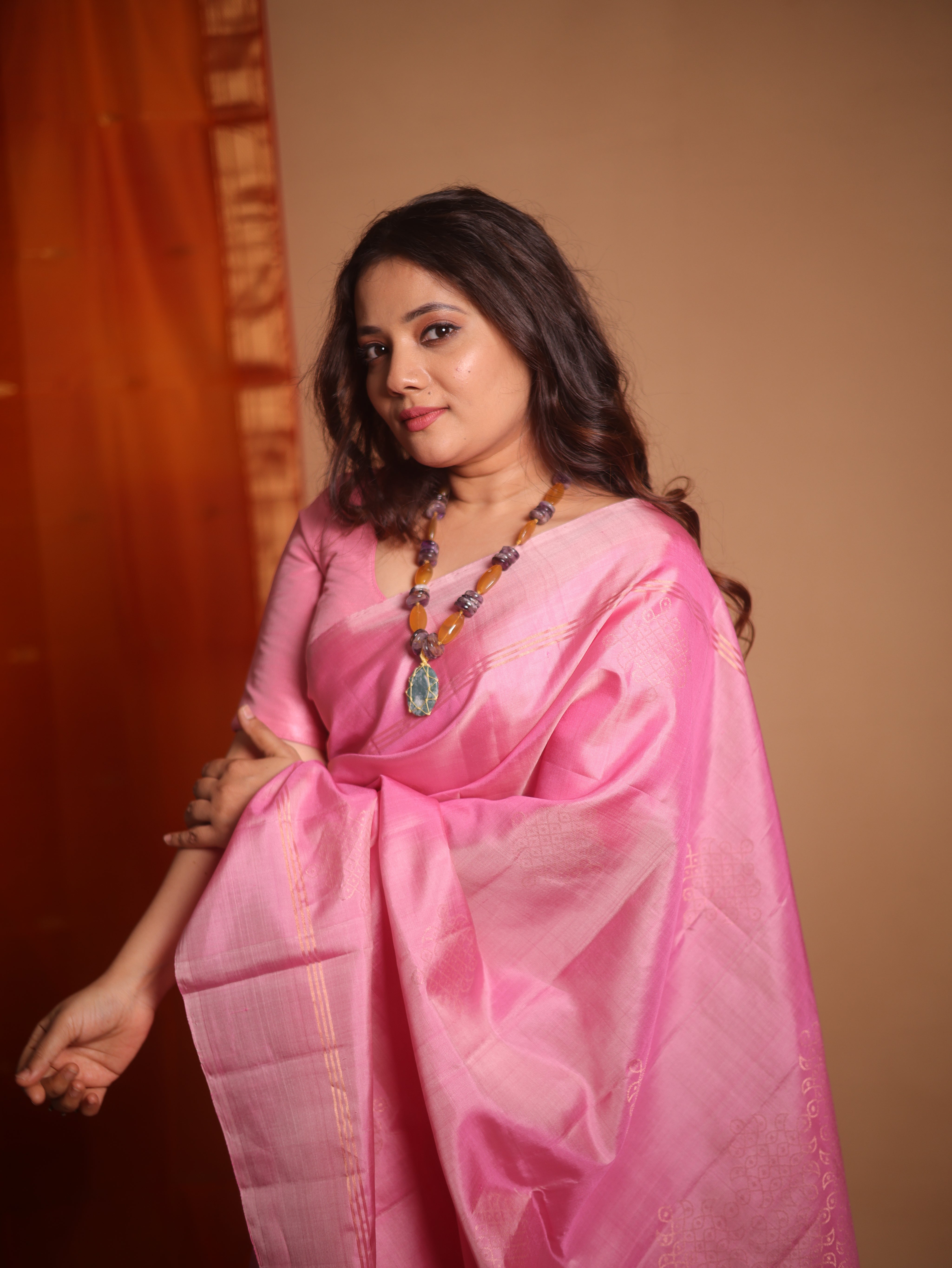 Pink Soft Silk Saree - SRPSSS427