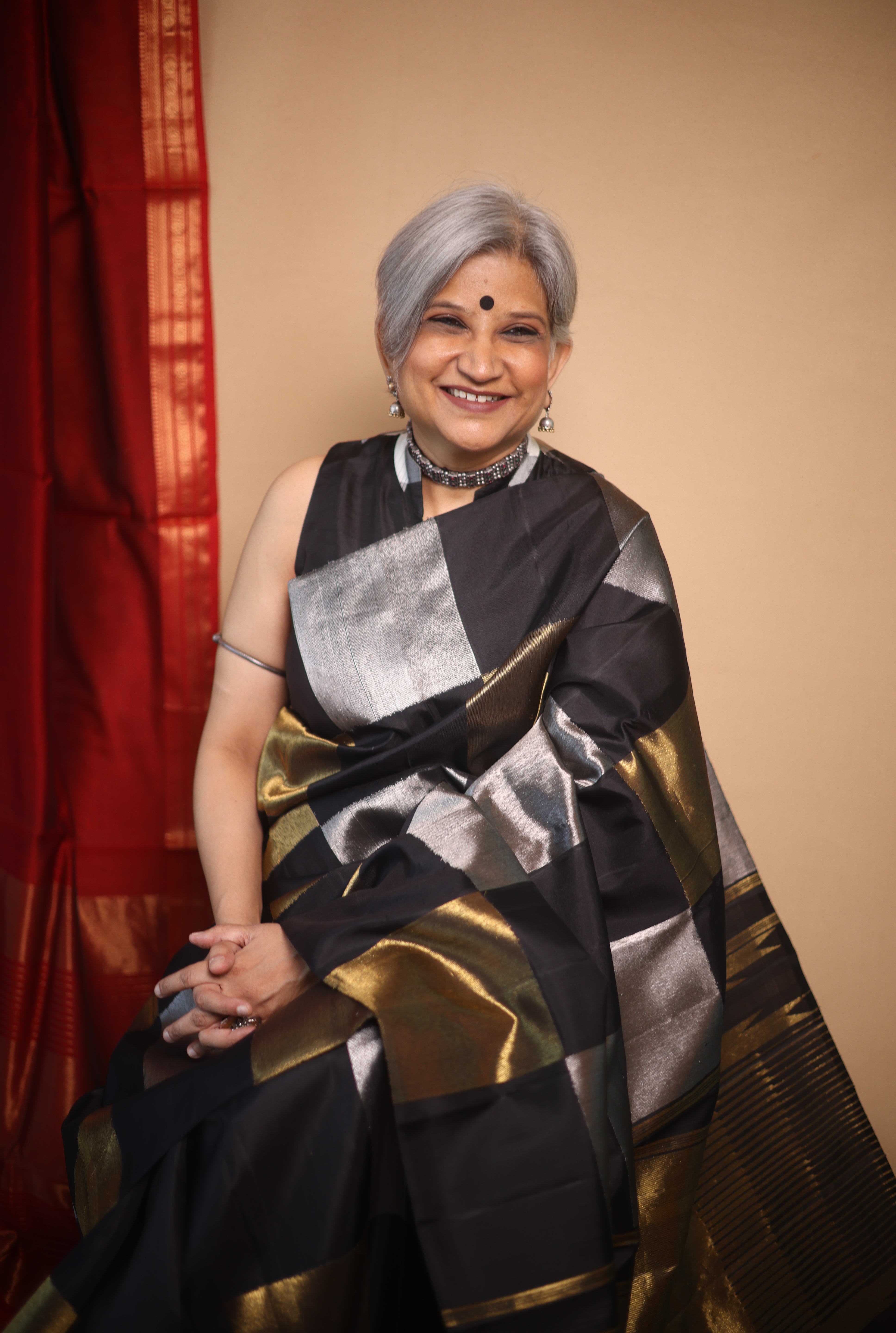 Black-Gold Silver Kanjivaram Silk Saree - SRBGSKSS1060