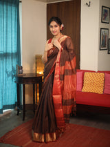 Brown Maheshwari Tissue Saree - SRBMTS610