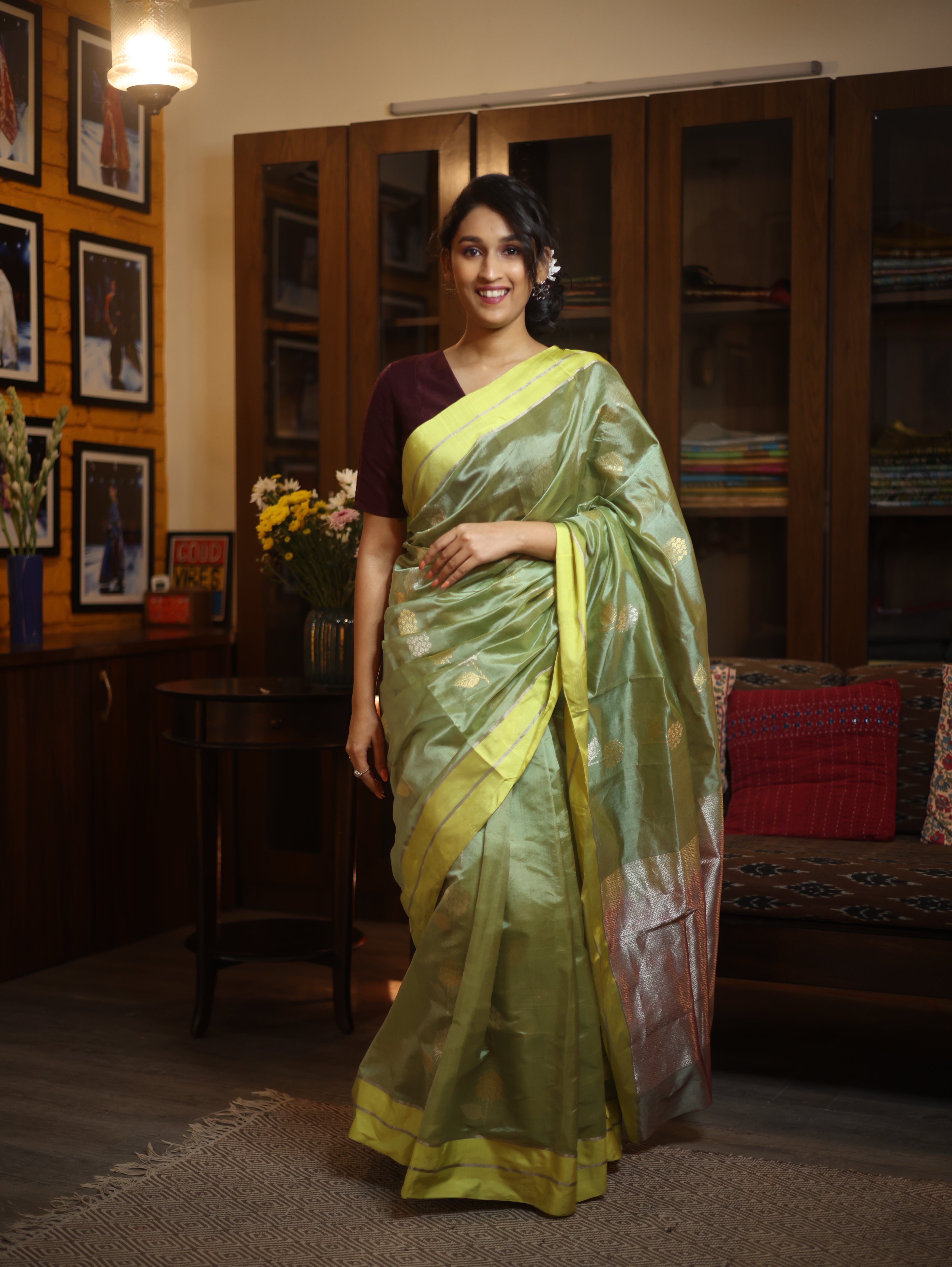 Pista Green Chanderi Silk Saree - SRPGCSS229