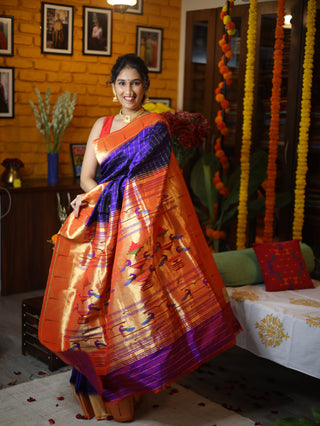 Midnight Silk Paithani Saree - SRMSPS478