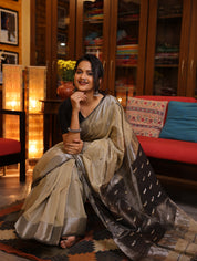 Beige Maheshwari Tissue Saree - SRBMTS389