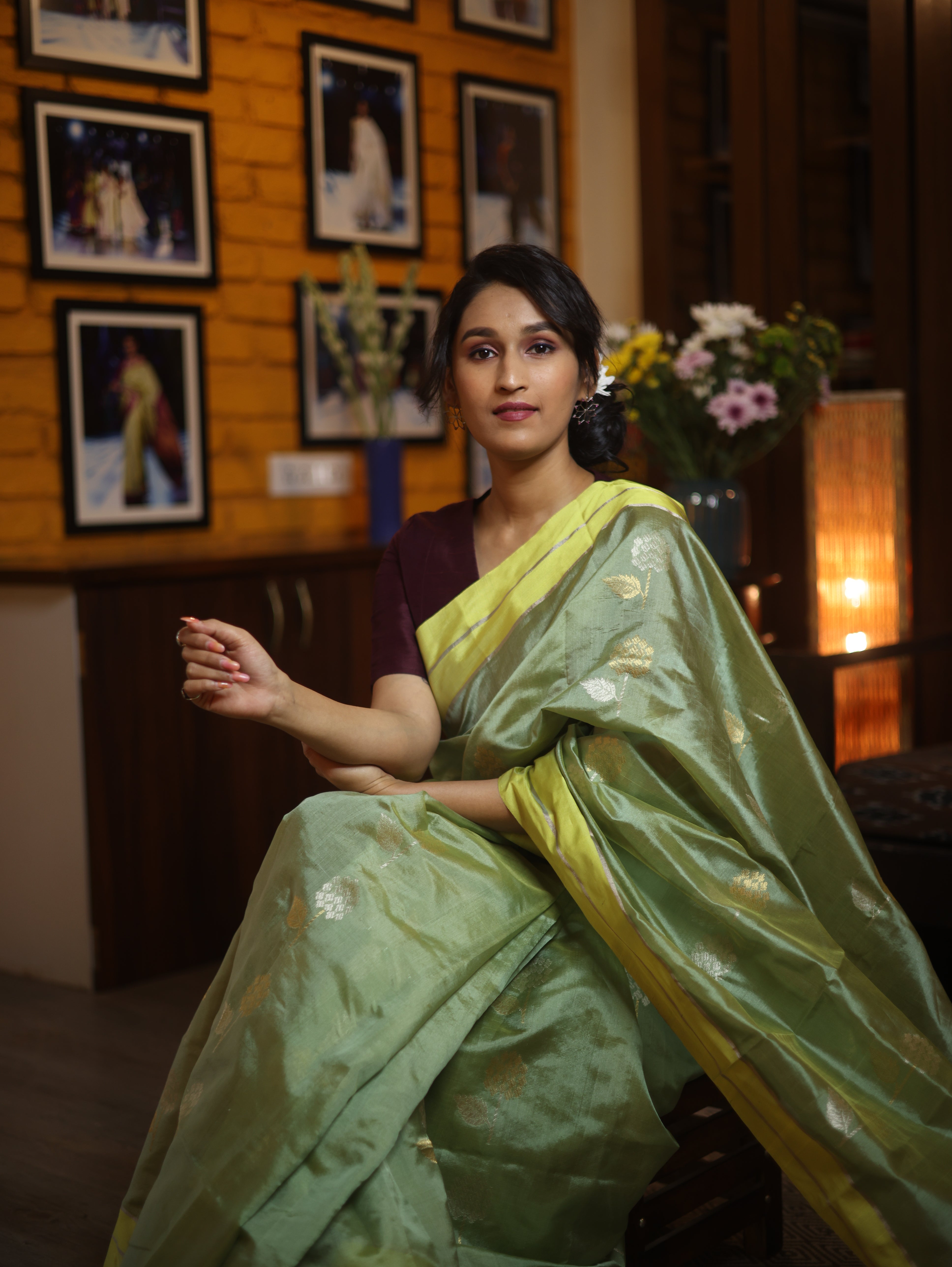 Pista Green Chanderi Silk Saree - SRPGCSS229