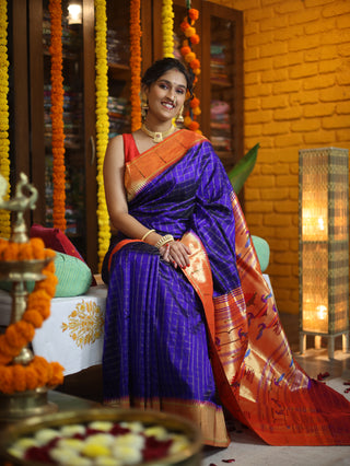 Midnight Silk Paithani Saree - SRMSPS478