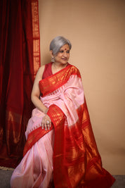 Pink Cream Gadwal Silk Saree - SRPCGSS618