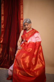 Pink Cream Gadwal Silk Saree - SRPCGSS618