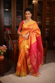 Two Tone Orange Raw Silk Saree - SRTTORSS817