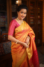 Two Tone Orange Raw Silk Saree - SRTTORSS817