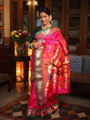 Rani Pink Silk Paithani Saree - SRRPSPS538