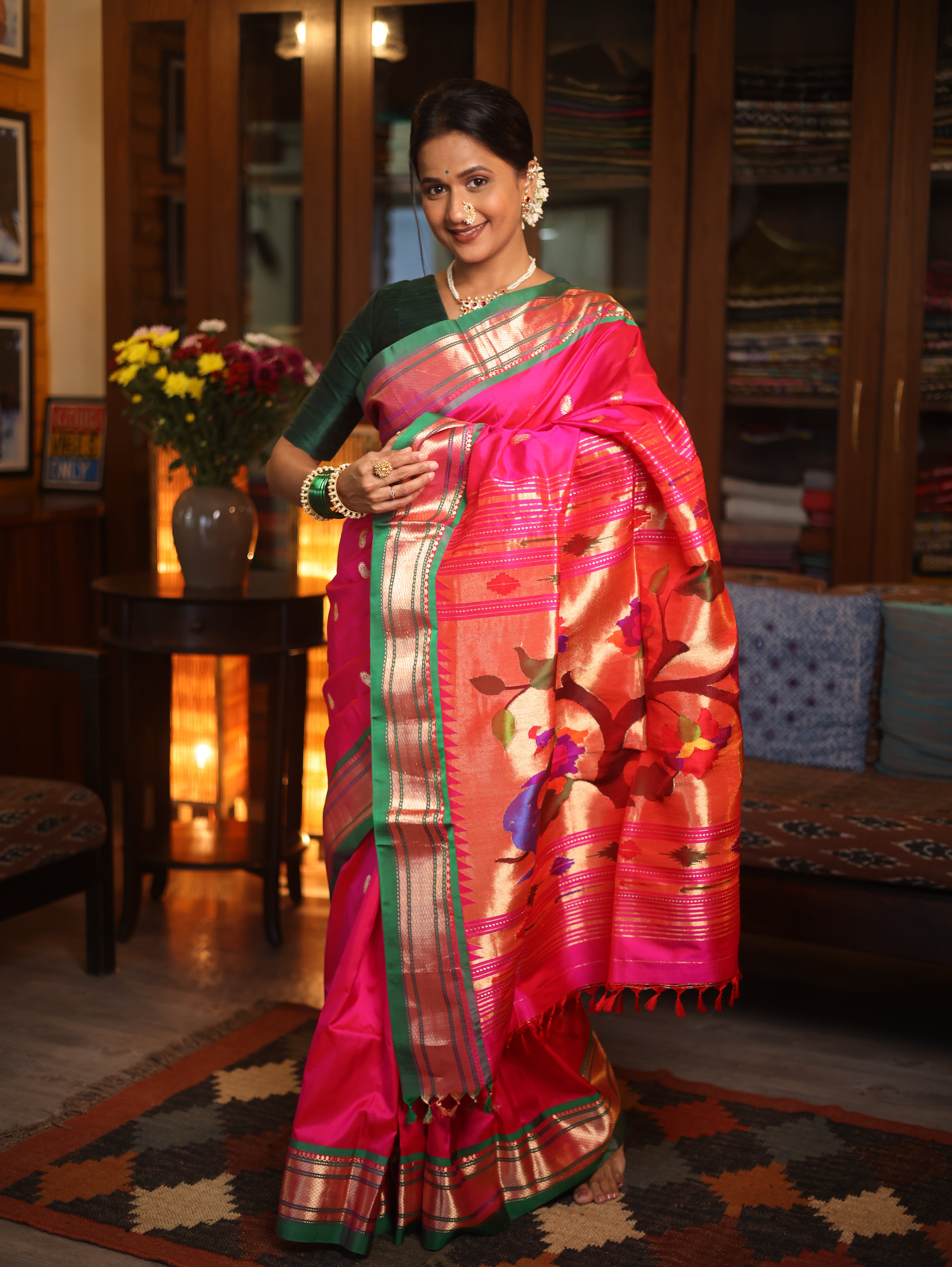 Rani Pink Silk Paithani Saree - SRRPSPS538