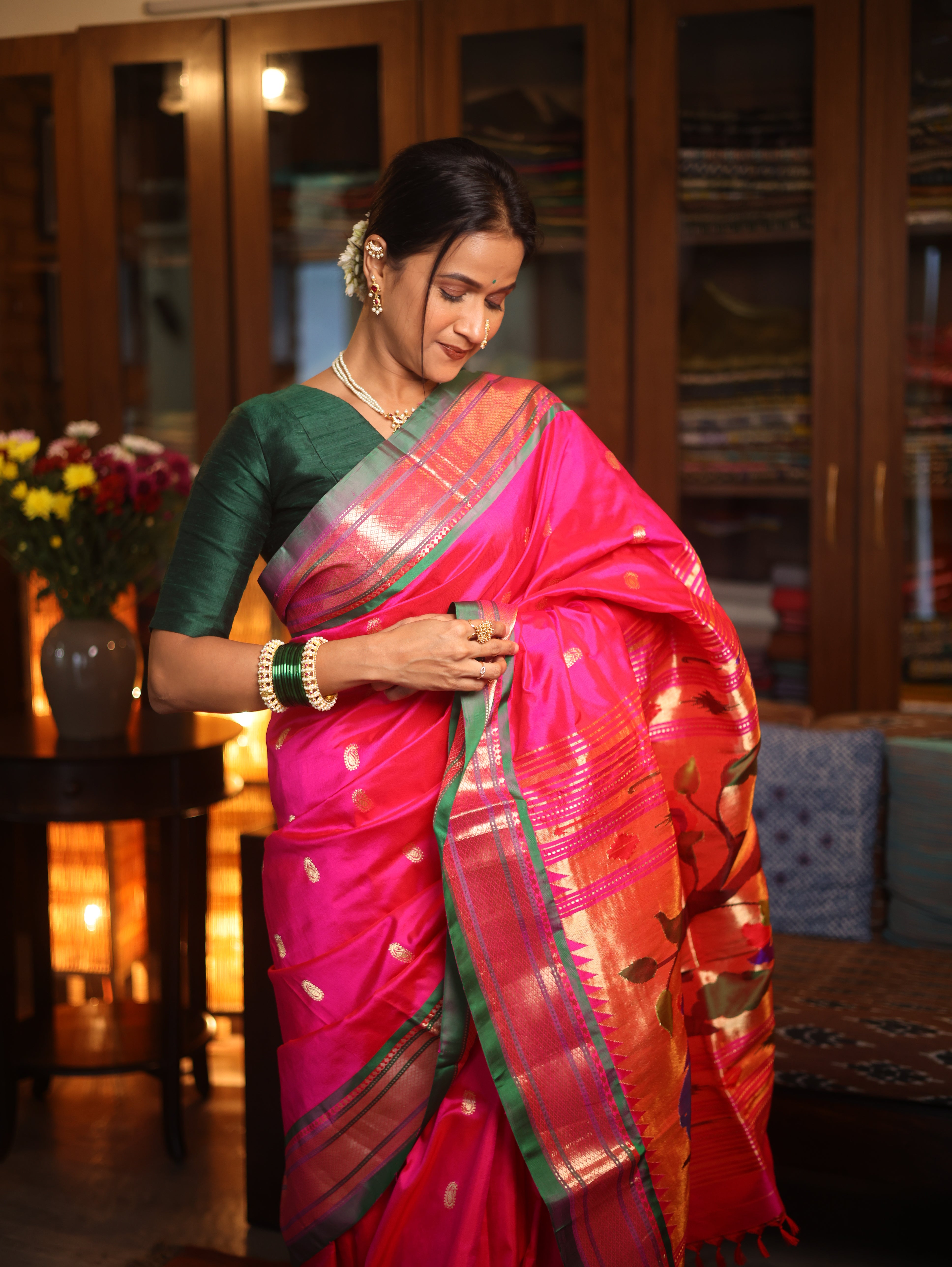 Rani Pink Silk Paithani Saree - SRRPSPS538