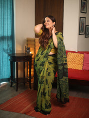 Olive Yellow HBP Georgette Vanaspati Saree - SROYHGS30