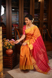 Two Tone Orange Raw Silk Saree - SRTTORSS817