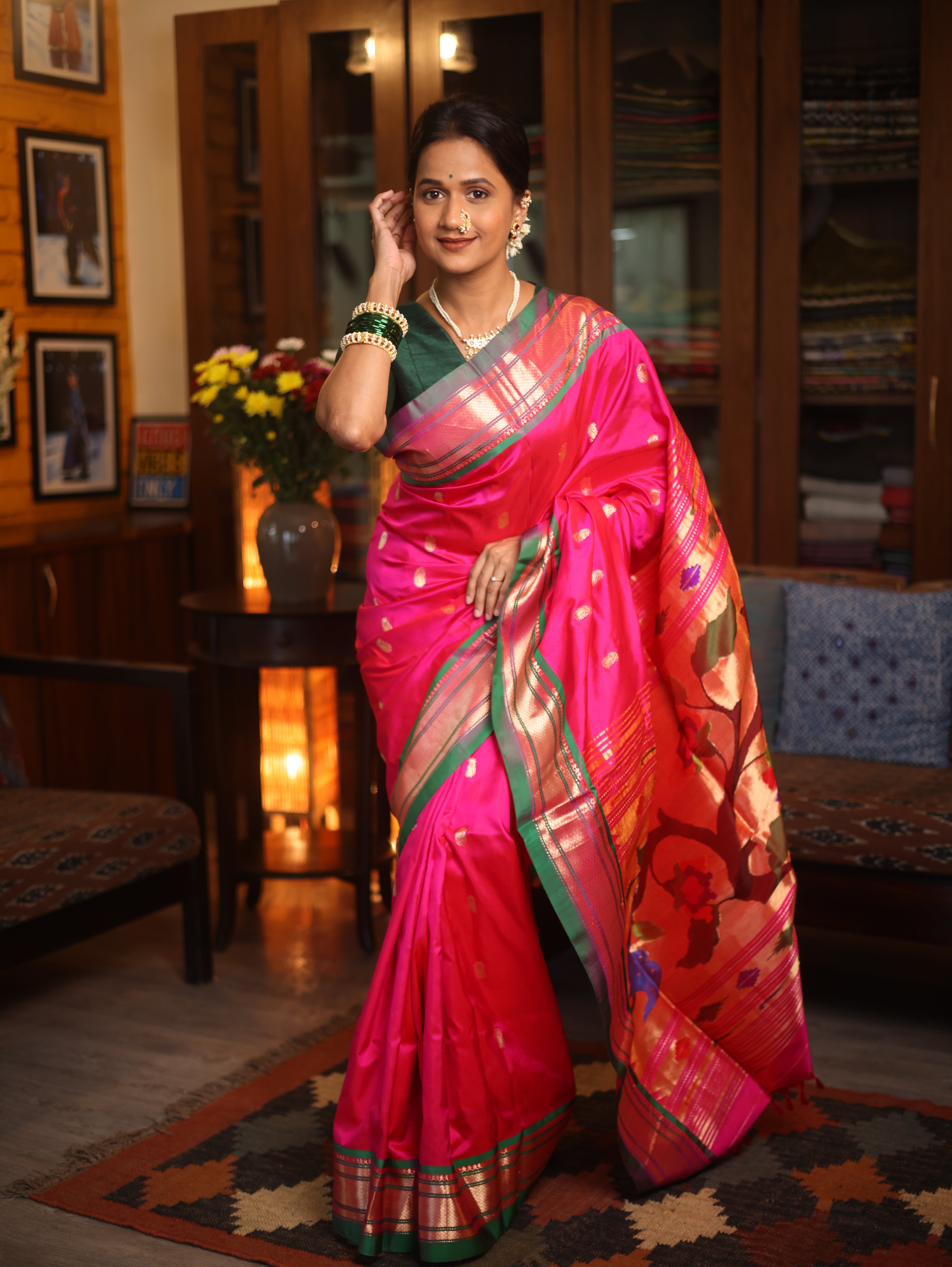 Rani Pink Silk Paithani Saree - SRRPSPS538