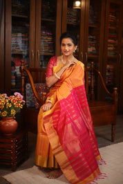 Two Tone Orange Raw Silk Saree - SRTTORSS817