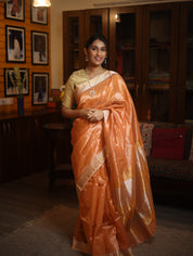 Orange Maheshwari Tissue Saree - SROMTS313