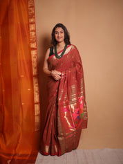 Two Tone Maroon Paithani Saree - SRTTMCPS708