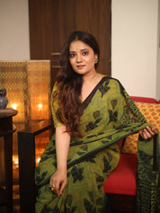 Olive Yellow HBP Georgette Vanaspati Saree - SROYHGS30