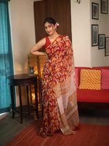 Red HBP Chiffon Saree - SRRHGS16