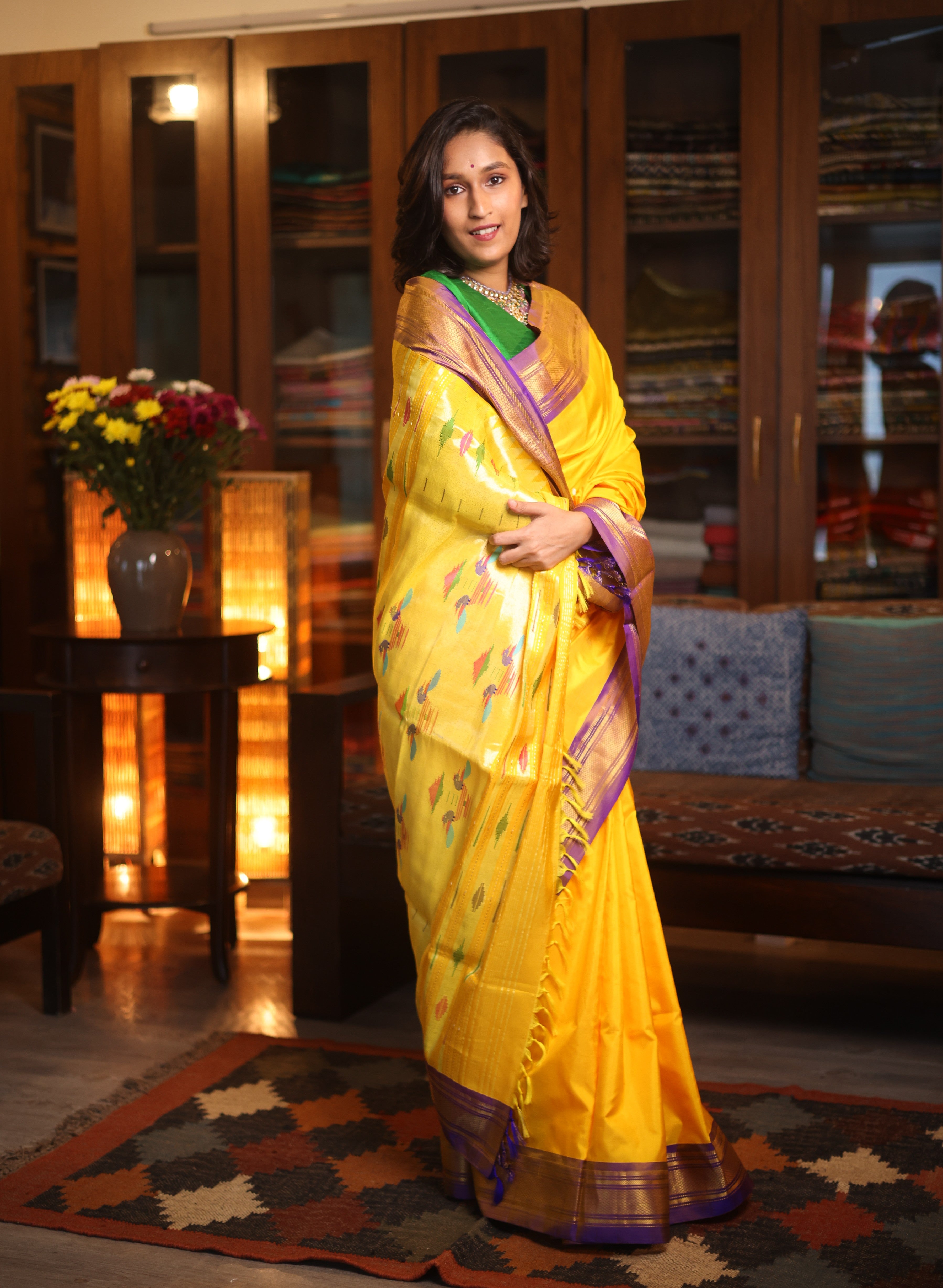 Yellow Silk Paithani Saree - SRYSPS464