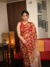 Red HBP Chiffon Saree - SRRHGS16