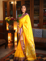 Yellow Silk Paithani Saree - SRYSPS464