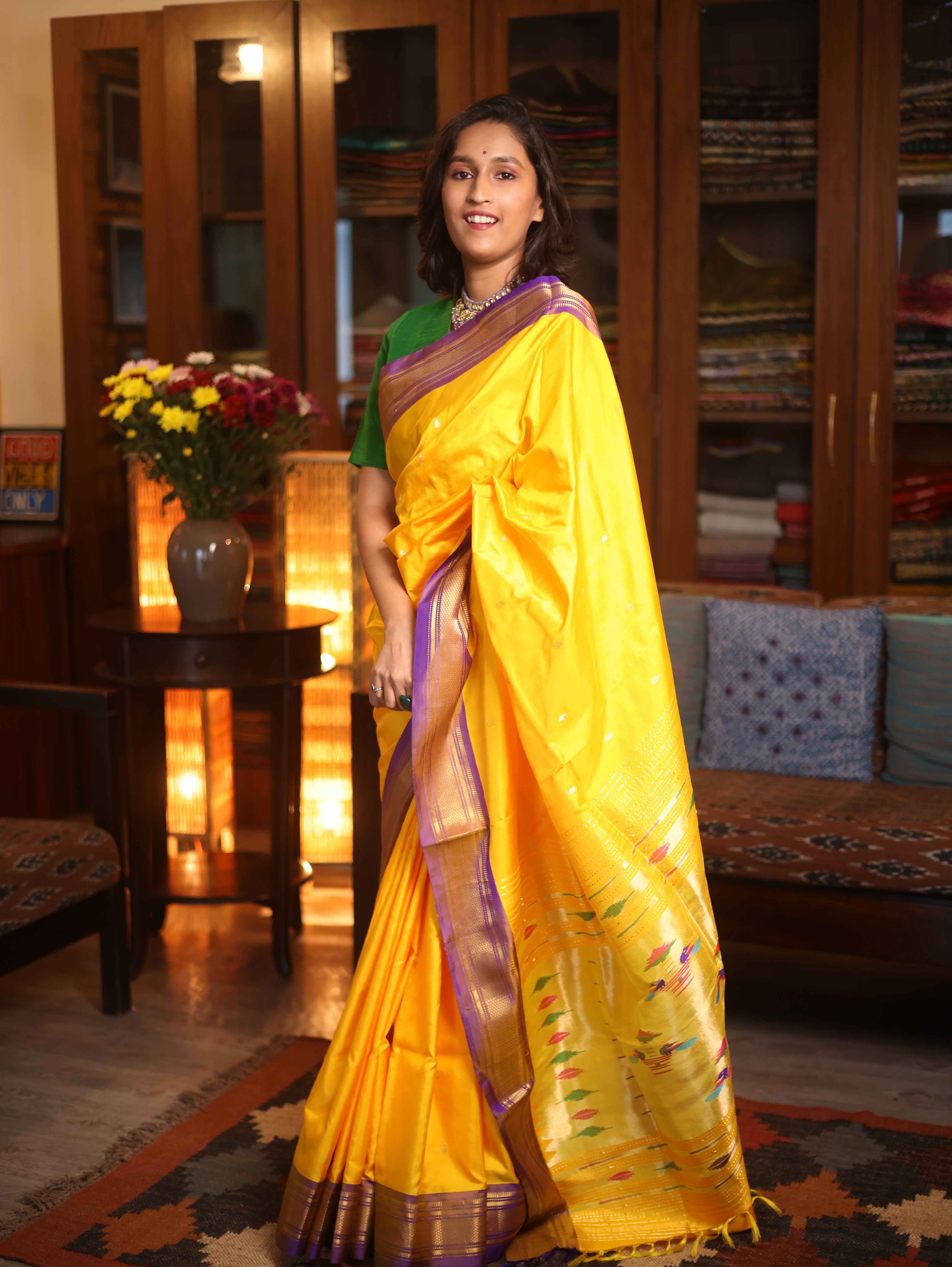Yellow Silk Paithani Saree - SRYSPS464
