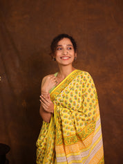 Yellow HBP Cotton Saree - SRYCS3365