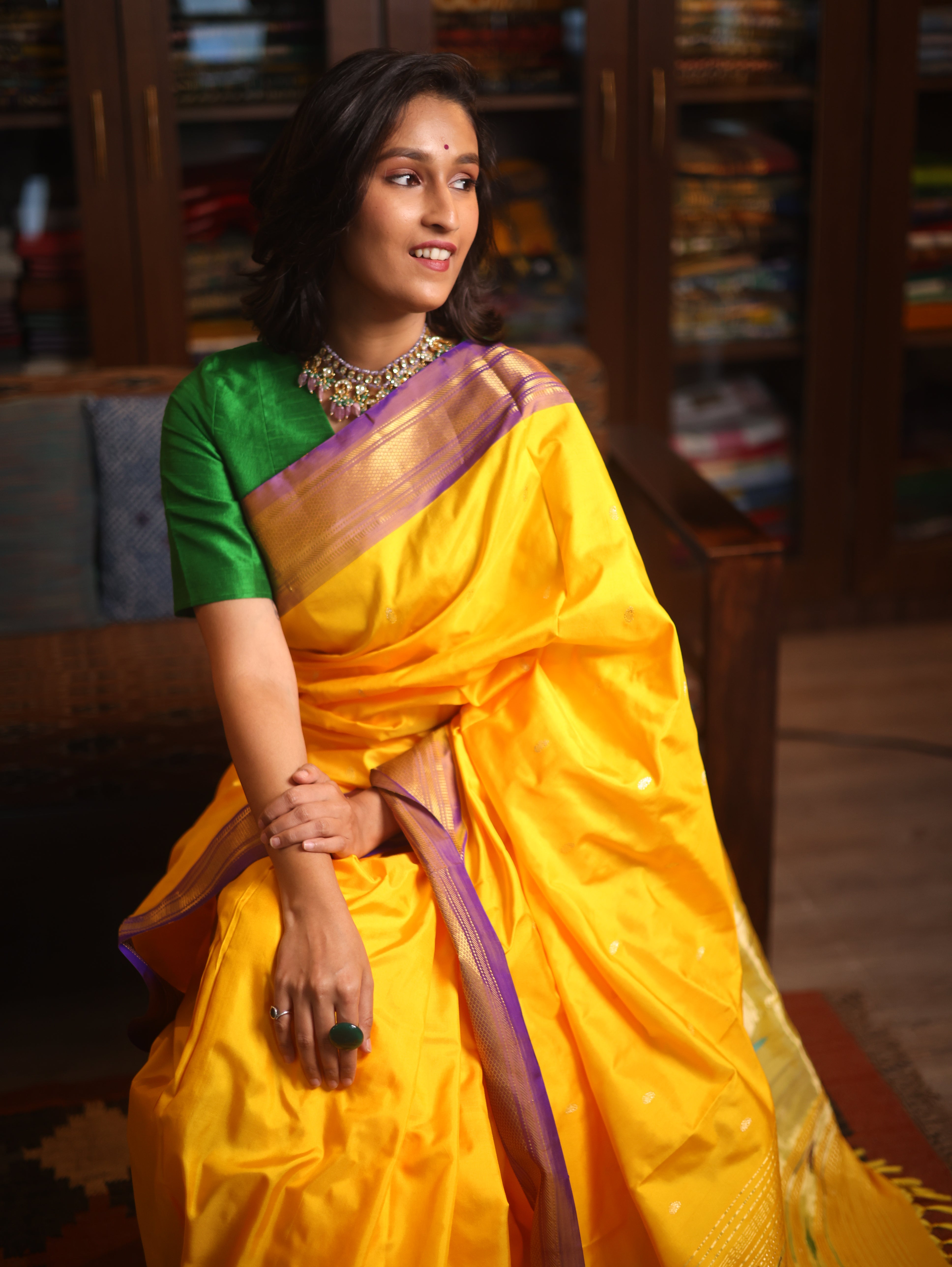 Yellow Silk Paithani Saree - SRYSPS464