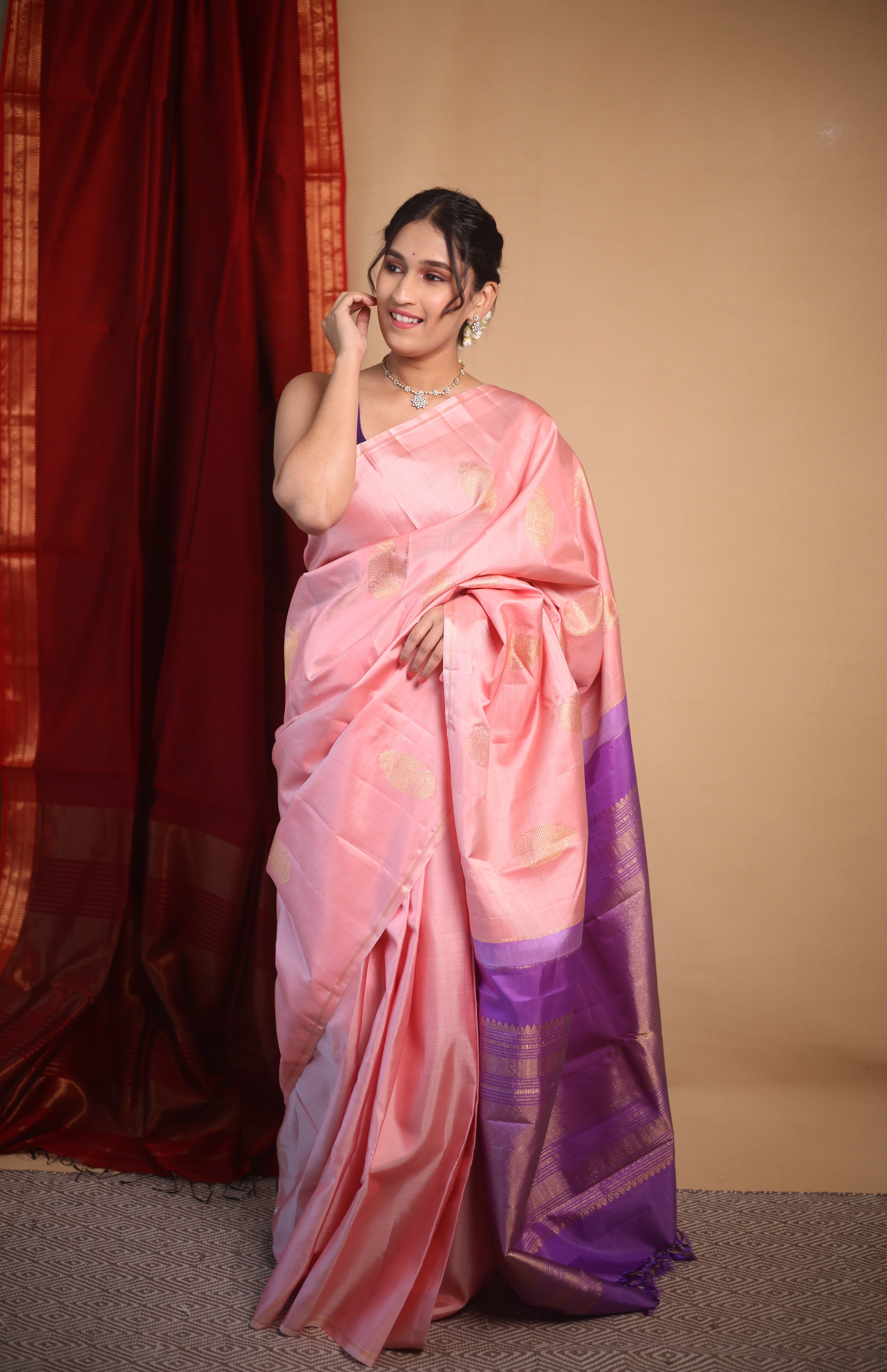 Pastel Pink Kanjivaram Silk Saree - SRPPKSS1049