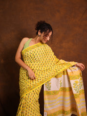 Yellow HBP Cotton Saree - SRYCS3365