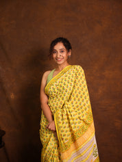 Yellow HBP Cotton Saree - SRYCS3365