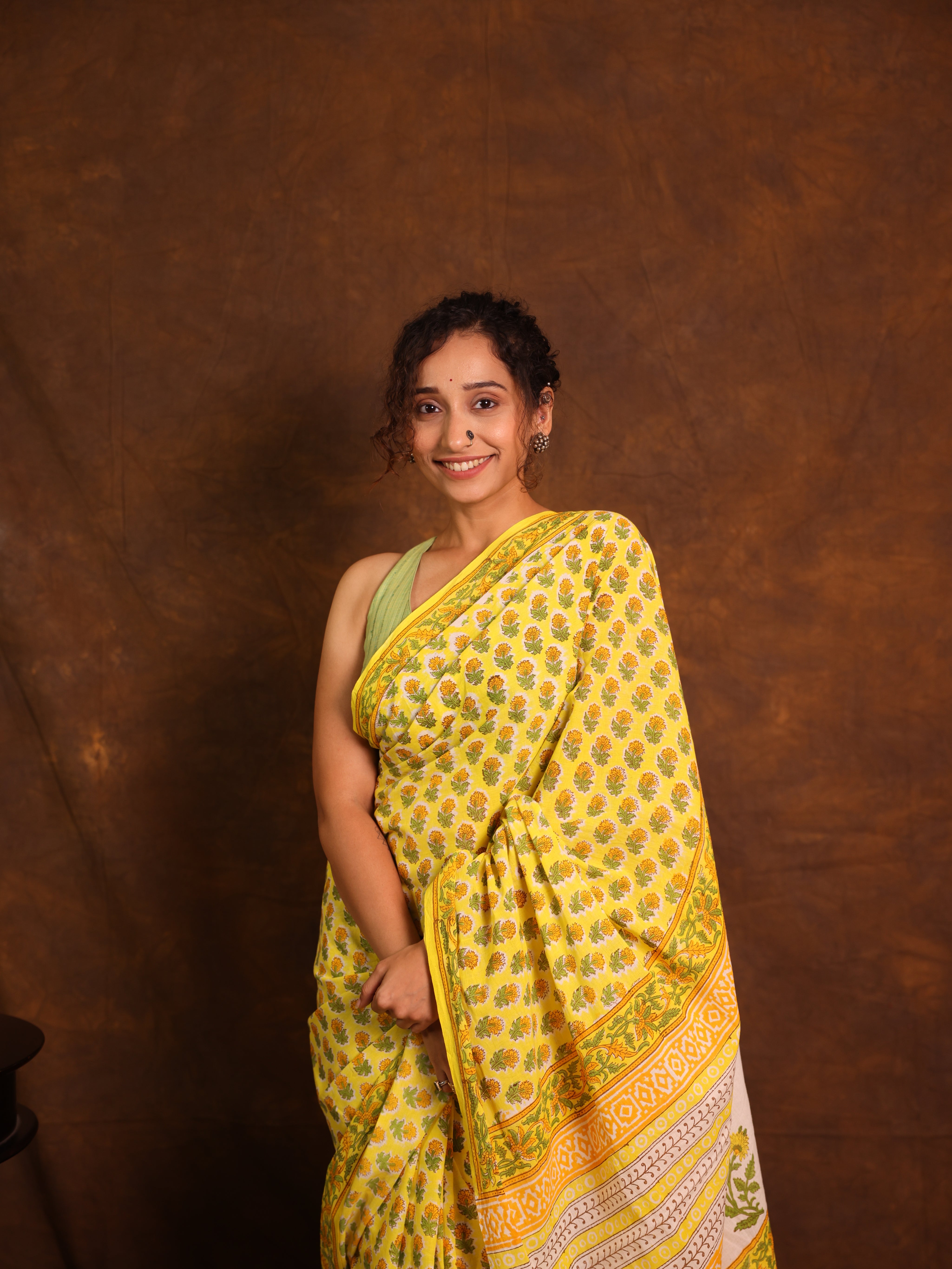 Yellow HBP Cotton Saree - SRYCS3365