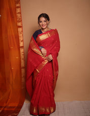 Red Cotton Paithani Saree - SRBRCPS697