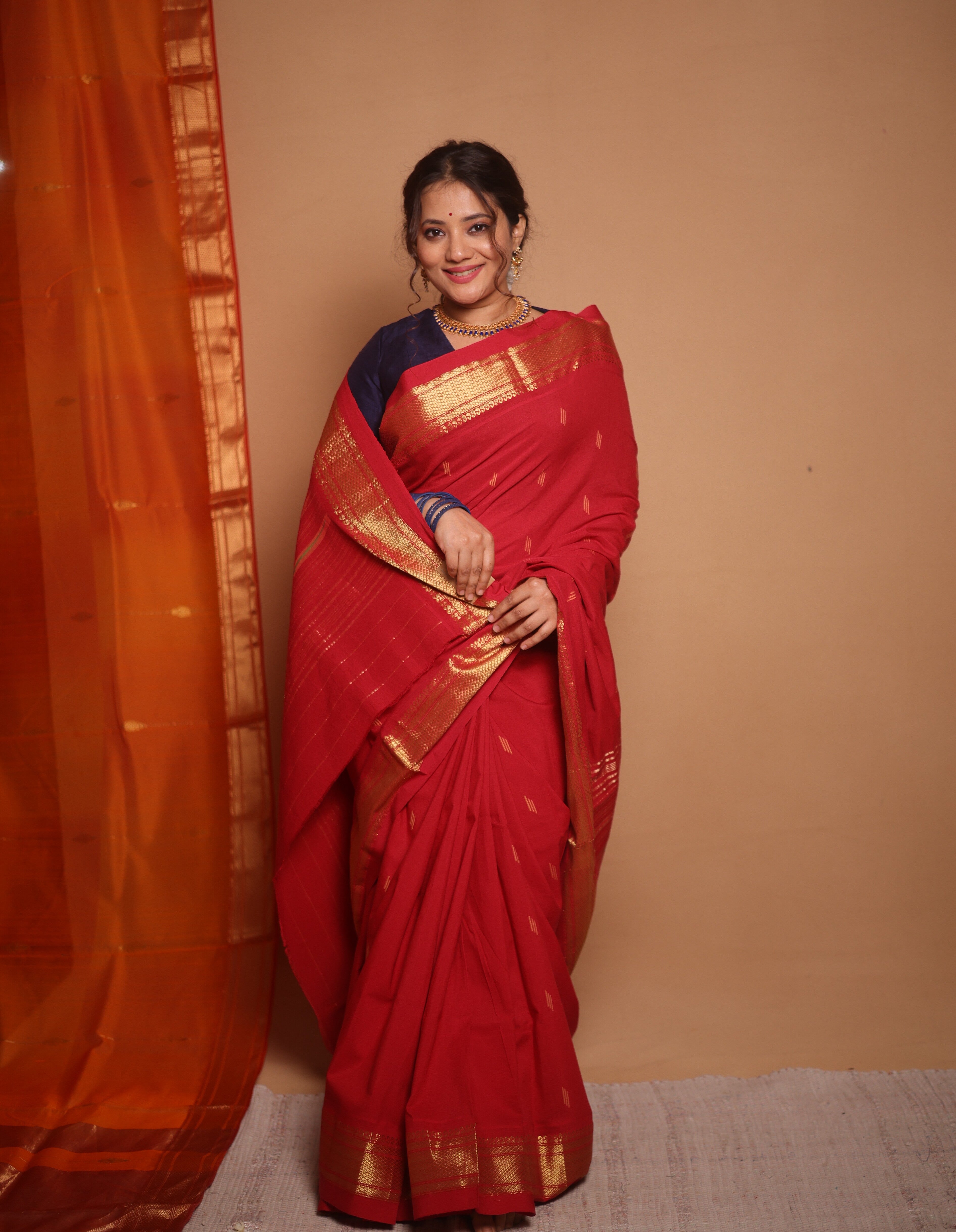 Red Cotton Paithani Saree - SRBRCPS697